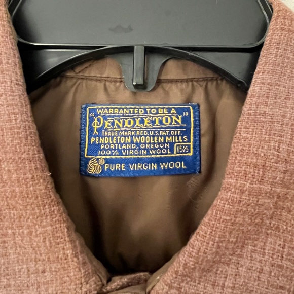 Vintage Pendleton Mills Virgin Wool Brown Button Down Shirt, Men's 15-1/2 - Picture 2 of 14